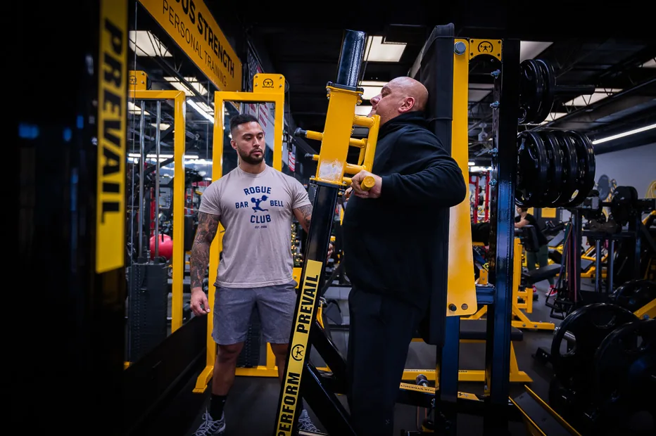 Strength SPT trainer and client during a gym session